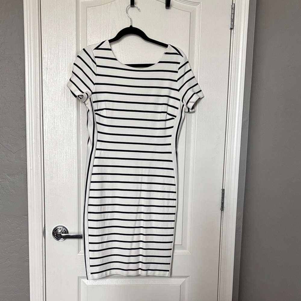Banana Republic Chic Striped Black and White Mini Dress